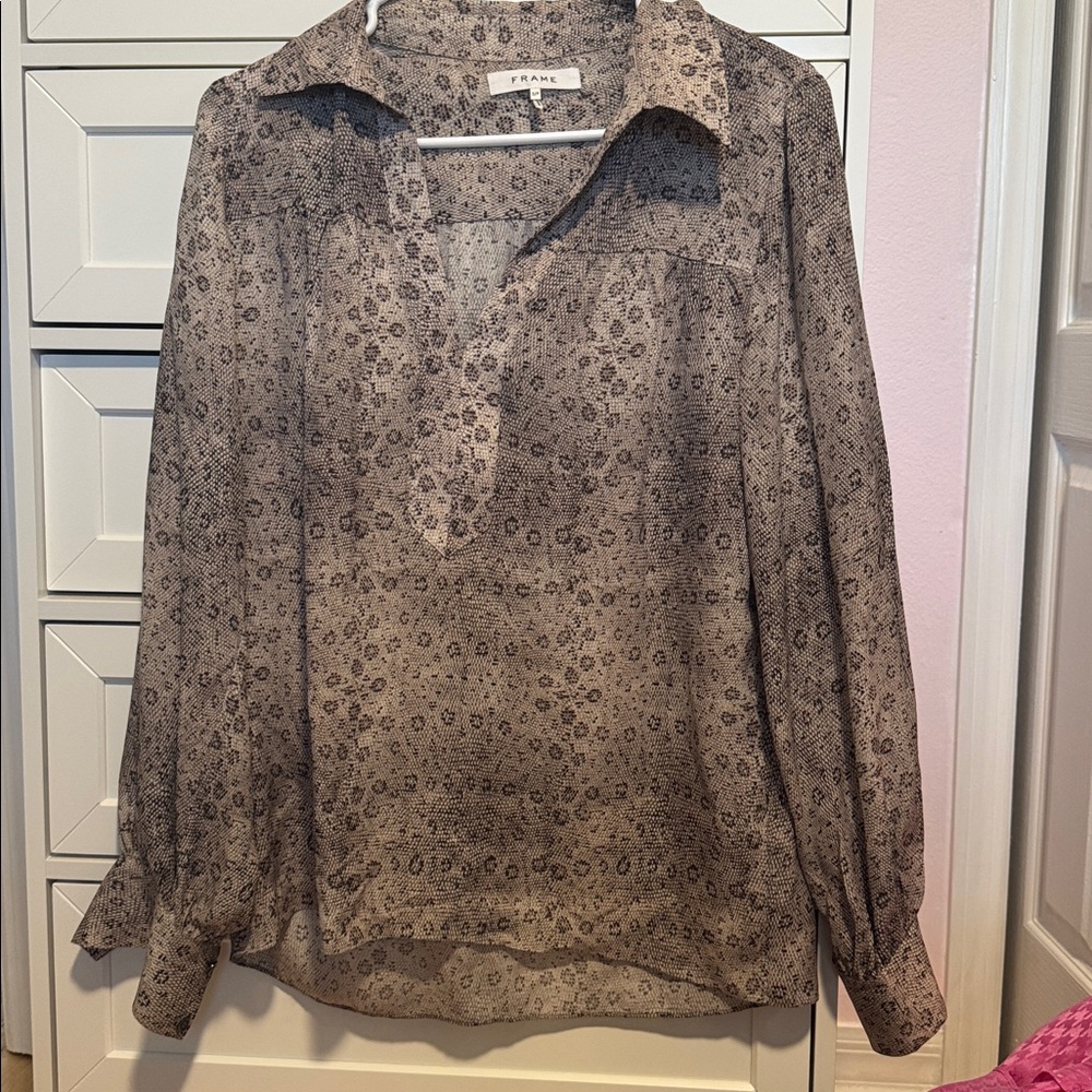 Frame  Black and Gray Patterned Blouse small